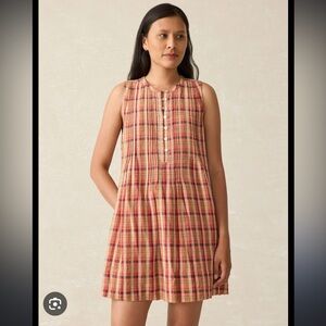 Faherty Red and Orange Plaid Mini Dress